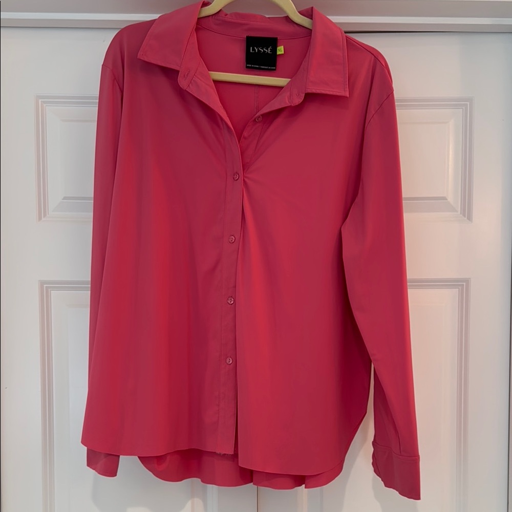 Lysse Pink Notched Collar Button Down Shirt
